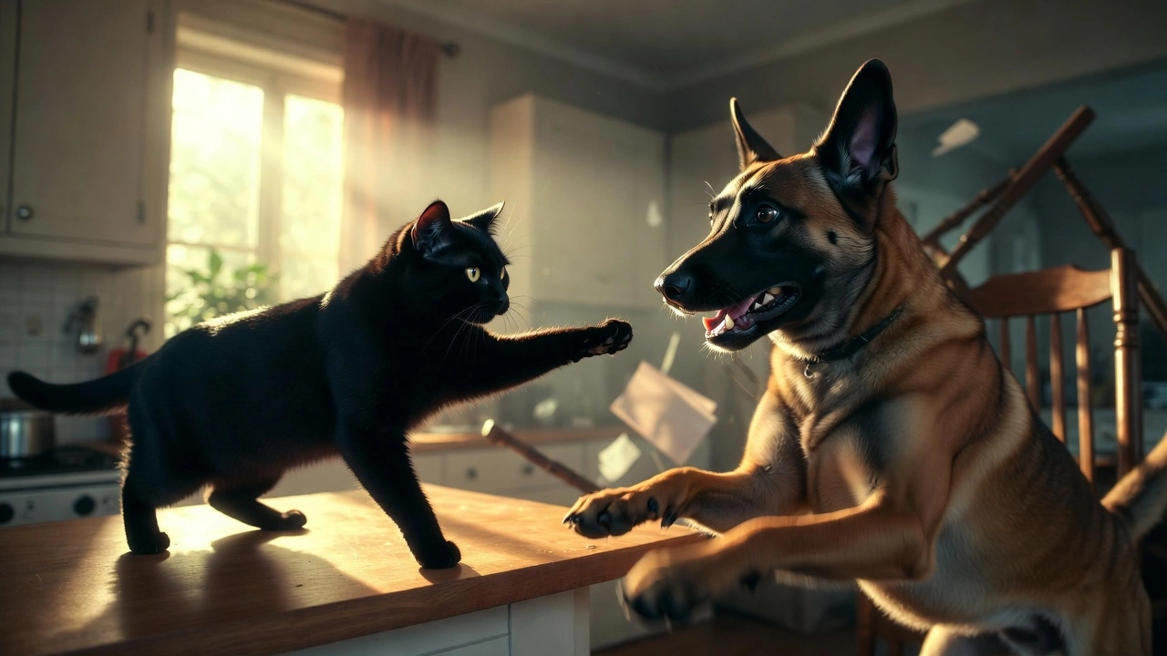 Black Cat Teaches Belgian Malinois To Push – Now She Regrets It