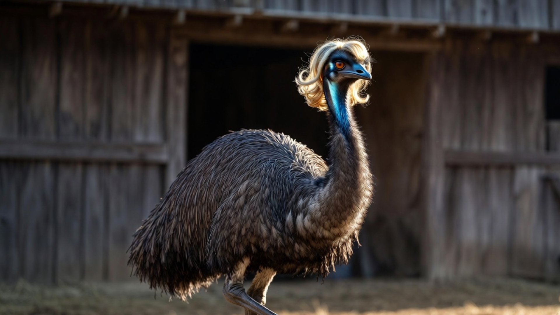 Linda the Emu Rocks a Blond Wig and Brings Glamour to the Farmyard
